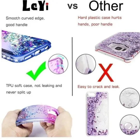 NEW LeYi iPhone 11 Case W/ 2 Tempered Glass Protectors Teal Glitter - Picture 5 of 10